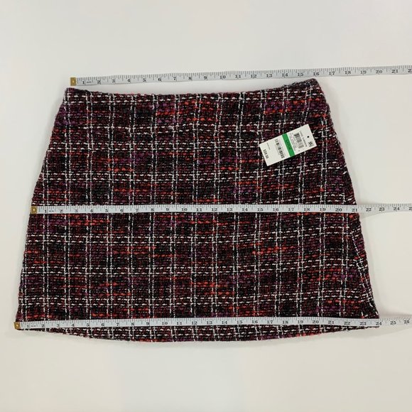 Maison Jules Women's L Skirt Mini Tweed A-Line Skirt Black Plaid Multi L - Picture 3 of 8